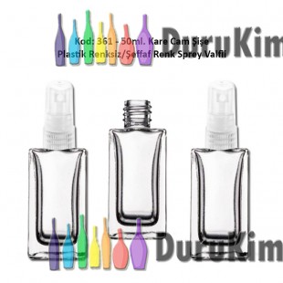 PARFÜM ŞİŞESİ KÖŞELİ KÜP CAM 50ml Kod: 361 