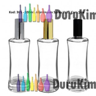 PARFÜM ŞİŞESİ DAR OMUZLU METAL SPREYLİ 100ml Kod: 365 