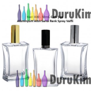 PARFÜM ŞİŞESİ KÖŞELİ MODEL METAL SPREYLİ 50ml Kod: 400 