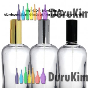 Alüminyum Spreyli Cam Parfüm Şişesi 100ml Kod: 4100