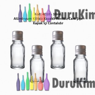 Alüminyum Kapaklı Renksiz Cam Şişe 10ml Kod: 4010 