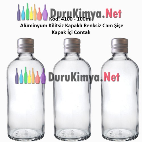 Aluminyum Kapaklı Renksiz Cam Şişe 100ml