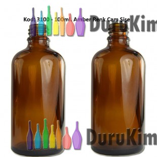 100ml Amber/Kahverengi Cam Şişe Kod:3100 