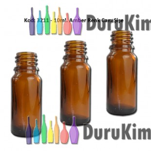 10ml. Amber/Kahverengi Cam Şişe Kod:3211 