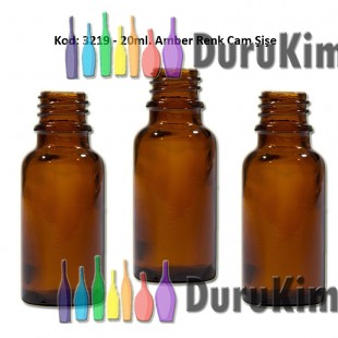 20ml Amber/Kahverengi Cam Şişe Kod:3219 