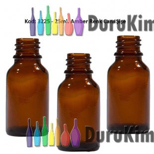 25ml Amber/Kahverengi Cam Şişe Kod:3225 