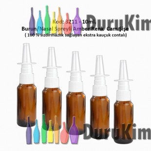 10ml. Burun Spreyli Amber Renk Cam Şişe Kod:3211 