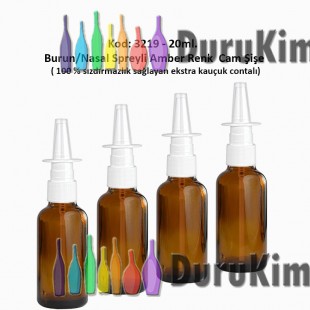 20ml. Burun Spreyli Amber Renk Cam Şişe Kod: 3219 