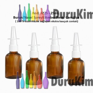 25ml. Burun Spreyli Amber Renk Cam Şişe Kod:3225 