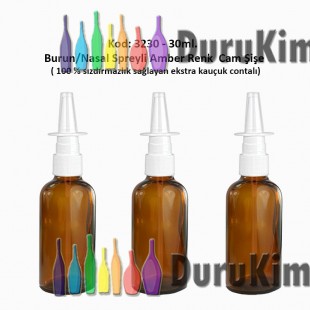 30ml. Burun Spreyli Amber Renk Cam Şişe Kod: 3230