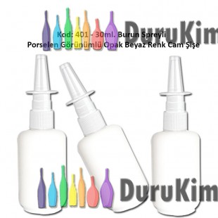 30ml. Burun Spreyli Opak Beyaz Cam Şişe Kod: 401 