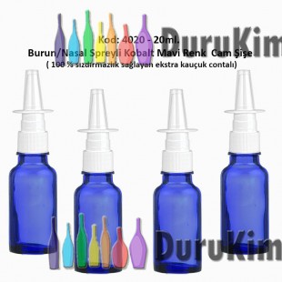 20ml. Burun Spreyli Kobalt Mavi Cam Şişe Kod 4020 