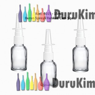 15ml. Burun Spreyli Renksiz Cam Şişe Kod 4015