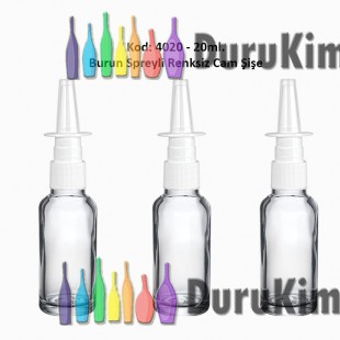 20ml. Burun Spreyli Renksiz Cam Şişe Kod 4020 