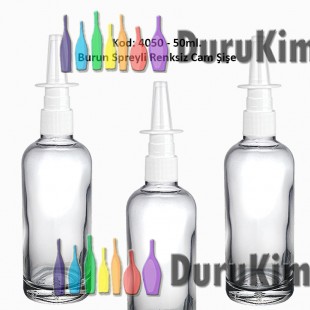 50ml. Burun Spreyli Renksiz Cam Şişe Kod: 4050