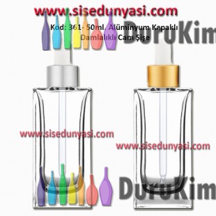 Cam Pipetli Damlalıklı Kozmetik Cam Şişe 50ml Kod: 361