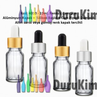 Cam Pipetli Damlalıklı Renksiz Cam Şişe 10ml Kod: 4010