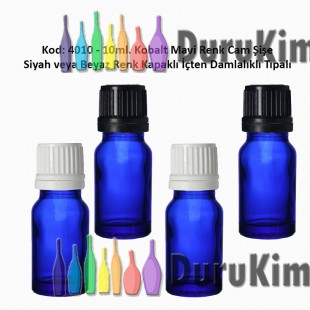 İçten Damlalıklı Tıpalı Mavi Cam Şişe 10ml Kod: 4010