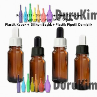 Plastik Pipetli Damlalıklı 10ml. Amber Cam Şişe Kod: 3211 