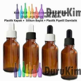 Plastik Pipetli Damlalıklı 20ml. Amber Cam Şişe Kod 3219 