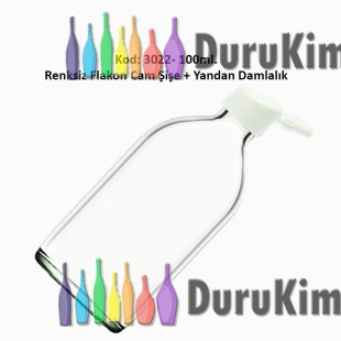 100ml. Yandan Damlalıklı Flakon Renksiz Cam Şişe Kod: 3022 