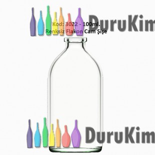 100ml. Flakon Renksiz Cam Şişe Kod: 3022 