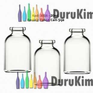 20/25ml. Flakon Renksiz Cam Şişe Kod: 3016 