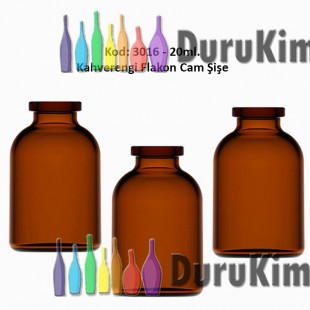 20/25ml. Flakon Kahverengi Cam Şişe Kod: 3016  