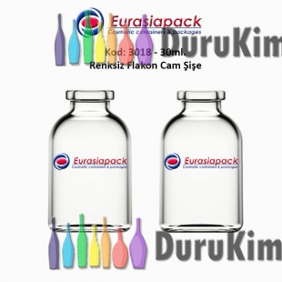 30ml. Flakon Renksiz Cam Şişe Kod: 3018 