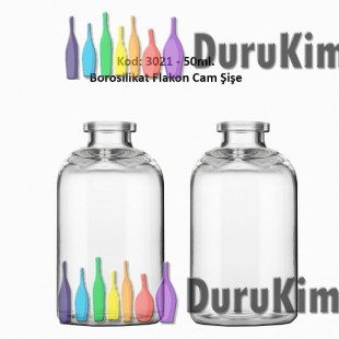 50ml. Borosilikat Flakon Cam Şişe Kod: 3021 