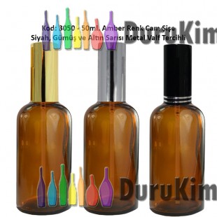 50ml. Alüminyum Spreyli Amber Cam Şişe Kod: 3050 