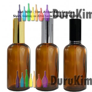 50ml. Alüminyum Spreyli Amber Cam Şişe Kod: 3050 