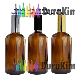 100ml. Alüminyum Spreyli Amber Cam Şişe Kod: 3100 