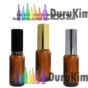 10ml. Alüminyum Spreyli Amber Cam Şişe Kod:3211