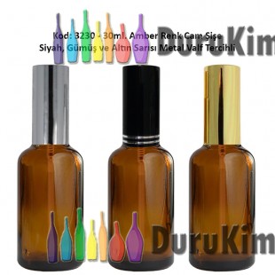 30ml. Alüminyum Spreyli Amber Cam Şişe Kod: 3230