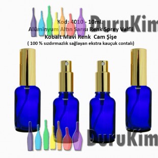 10ml. Alüminyum Spreyli MAVİ RENK CAM ŞİŞE Kod: 4010