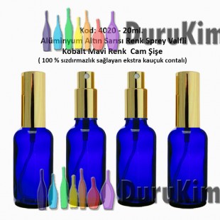 20ml. Alüminyum Spreyli Kobalt Mavi Cam Şişe Kod: 4020