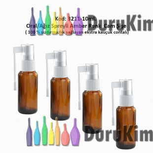 10ml. Ağız Spreyli Amber Renk Cam Şişe Kod:3211 