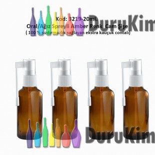 20ml. Ağız Spreyli Amber Renk Cam Şişe Kod: 3219 