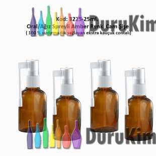 25ml. Ağız Spreyli Amber Renk Cam Şişe Kod: 3225 