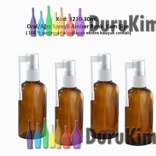 30ml. Ağız Spreyli Amber Renk Cam Şişe Kod: 3230 