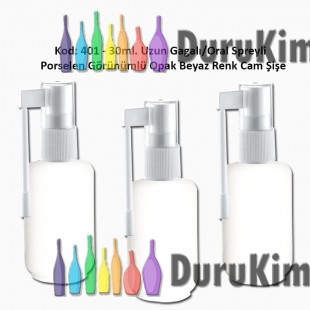 30ml. Ağız Spreyli Opak Beyaz Cam Şişe Kod 401 