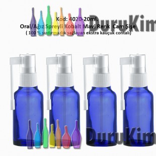 20ml. Ağız Spreyli Kobalt Mavi Cam Şişe Kod 4020 