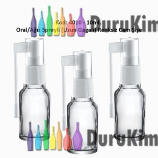 10ml. Ağız Spreyli Renksiz Cam Şişe Kod 4010 