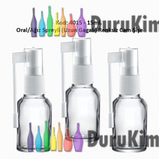 15ml. Ağız Spreyli Renksiz Cam Şişe Kod 4015