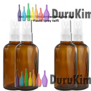 50ml. Plastik Spreyli Amber Cam Şişe Kod: 3050 