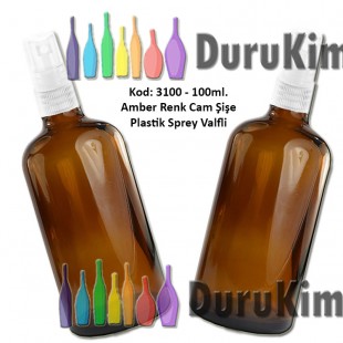 100ml. Plastik Spreyli Amber Cam Şişe Kod 3100