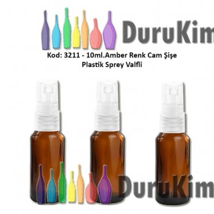 10ml. Plastik Spreyli Amber Cam Şişe Kod: 3211 