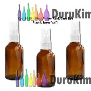 20ml. Plastik Spreyli Amber Cam Şişe Kod: 3219 