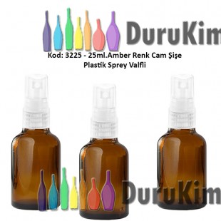 25ml. Plastik Spreyli Amber Cam Şişe Kod: 3225 